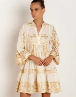 Classic Triangle Layered Mini Dress - Natural and Gold