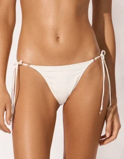 Coastal Daydream Tie Side Bikini Pant - White Scallop