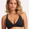 Collective DD Double Wrap Front Bikini Top - Black