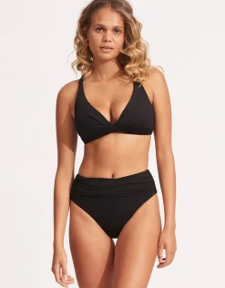 Collective DD Double Wrap Front Bikini Top - Black