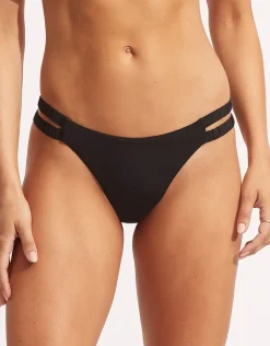 Collective Gathered Tab Bikini Pant - Black