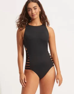 Collective Multi Strap Swimsuit - Black