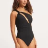 Collective One Shoulder Swimsuit - Black