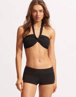 Collective Roll Top Boyleg Bikini Pant - Black