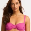 Collective Ruched Underwired Bikini Top - Hot Pink