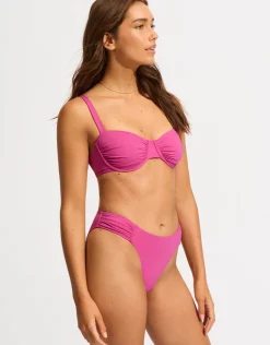 Collective Ruched Underwired Bikini Top - Hot Pink