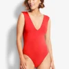 Collective V Neck Swimsuit - Chilli Red