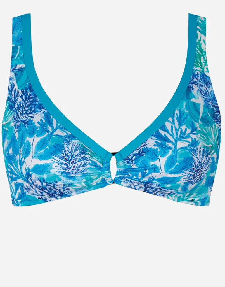 Coral Ring Front Bikini Top - Turquoise