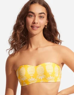 Corsica Bustier Bandeau Bikini Top - Citron
