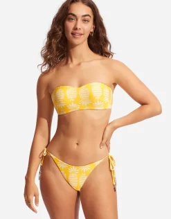 Corsica Bustier Bandeau Bikini Top - Citron