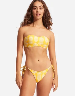 Corsica Bustier Bandeau Bikini Top - Citron