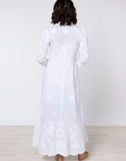 Cotton Maxi Dress with Vintage Embroidery - White