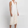 Crete Midi Dress - Natural and Champagne