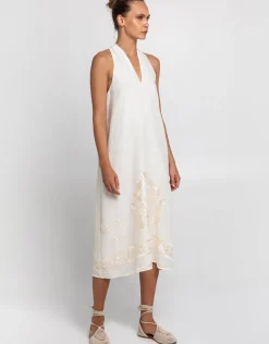Crete Midi Dress - Natural and Champagne