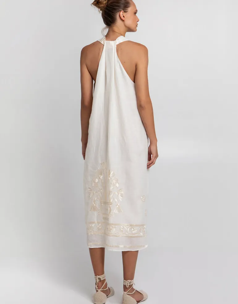 Crete Midi Dress - Natural and Champagne