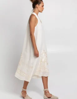 Crete Midi Dress - Natural and Champagne