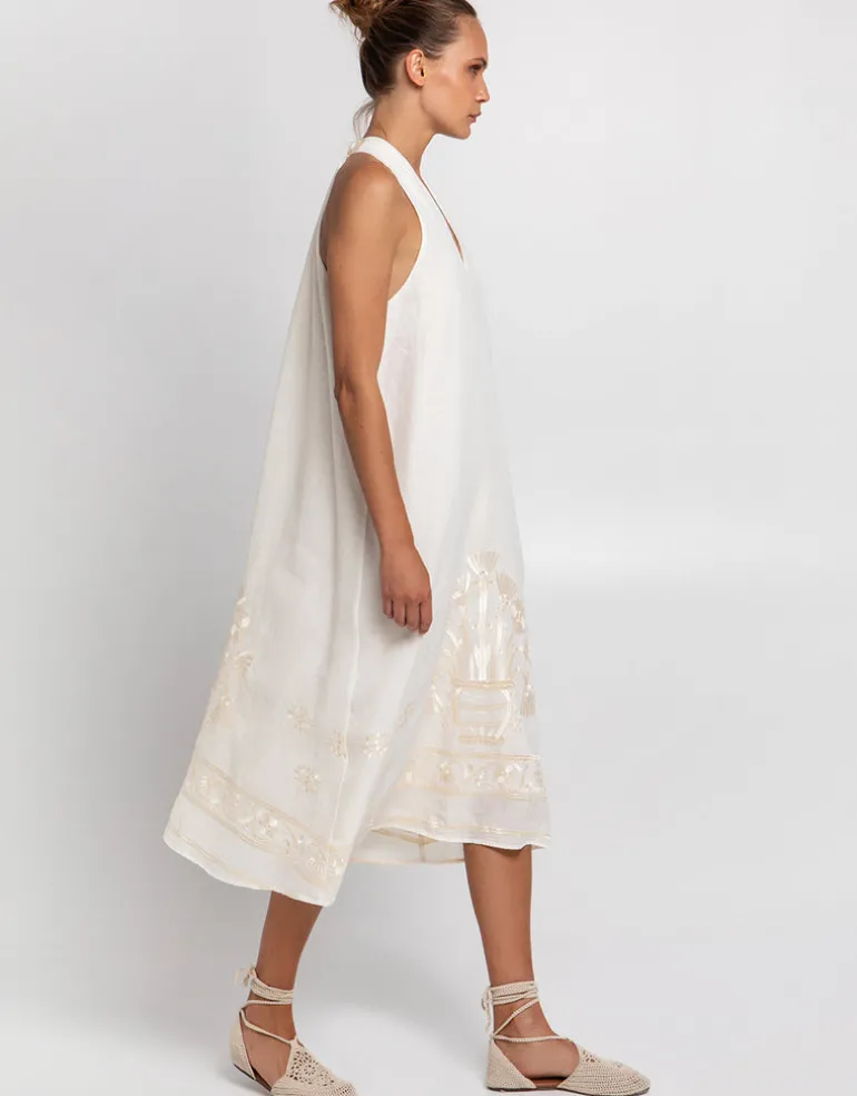 Crete Midi Dress - Natural and Champagne