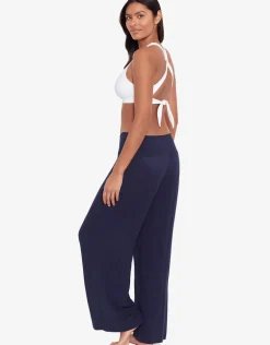 Crinkle Smocked Waist Beach Pant - Dark Navy