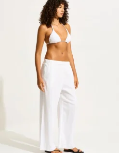 Crinkle Twill Beach Pant - White