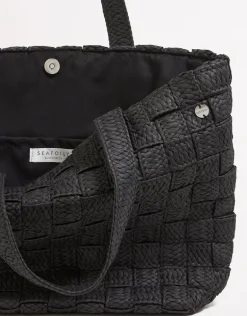 Criss Cross Woven Tote - Black