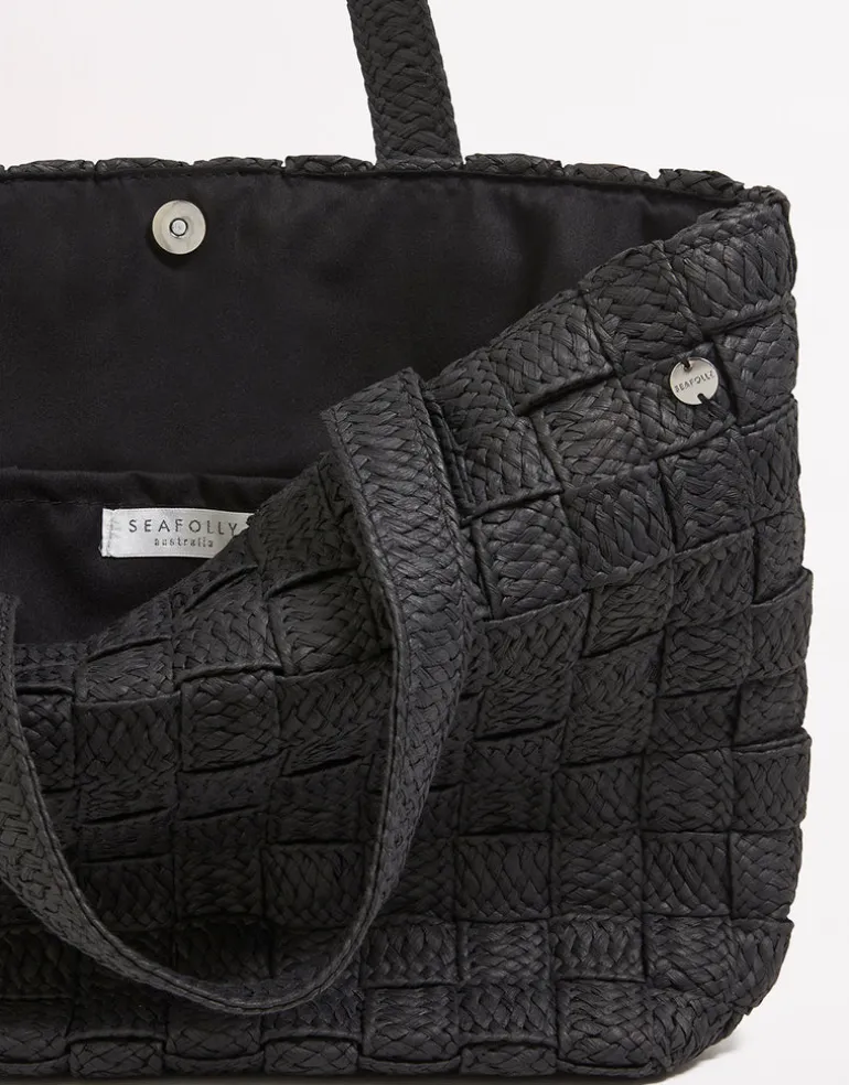 Criss Cross Woven Tote - Black