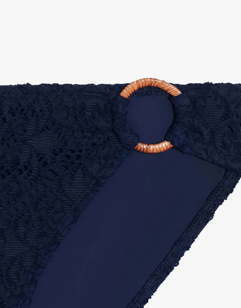 Crochet Rattan Ring Bikini Pant - Navy