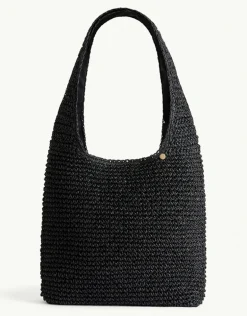 Crochet Slouch Beach Bag - Black