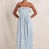 Daffodil Shirred Midi Dress - Blue Print