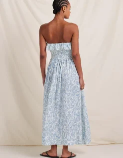 Daffodil Shirred Midi Dress - Blue Print