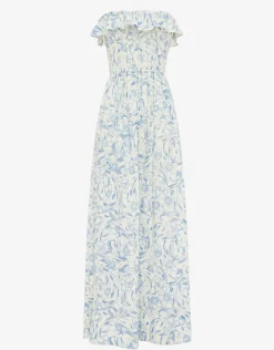 Daffodil Shirred Midi Dress - Blue Print