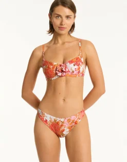 Daisyfield Balcony Bikini Top - Coral