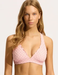 Daydreamer Multi Fit Longline Tri Bikini Top - Dusty Pink