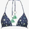 Denim Cues Tassel Tri Bikini Top