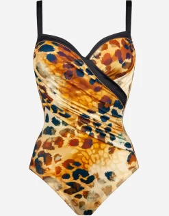 Desert Sunset Moulded Underwired Swimsuit - Terracotta Leo