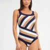 Doris High Front Swimsuit - Stripe