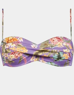 Dreamscape Tropics Twist Bandeau Bikini Top - Lilac Pastel