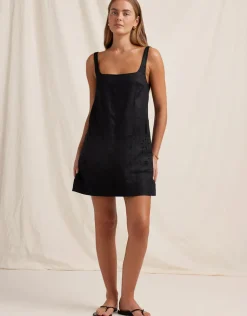 Ebony Embroidered Shift Mini Dress - Black