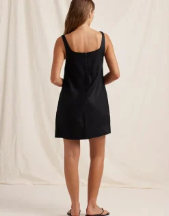 Ebony Embroidered Shift Mini Dress - Black