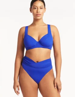 Essentials Wrap High Waist Bikini Pant - Cobalt