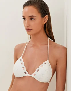 Eyelet Naya Tri Bikini Top - Off White