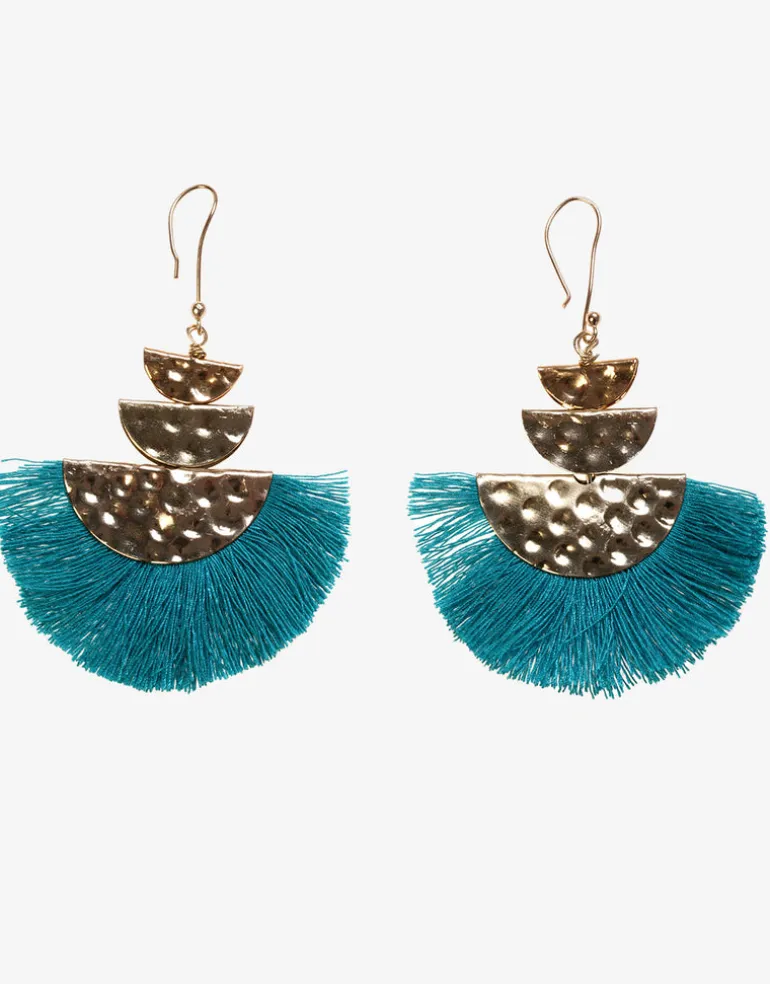 Fan Earrings - Teal