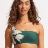 Fleur de Bloom One Shoulder Bikini Top - Evergreen