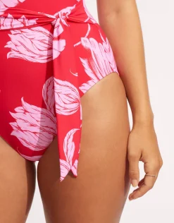 Fleur de Bloom V Neck Swimsuit - Chilli Red