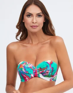 Frida Bandeau Bikini Top - Green Marble
