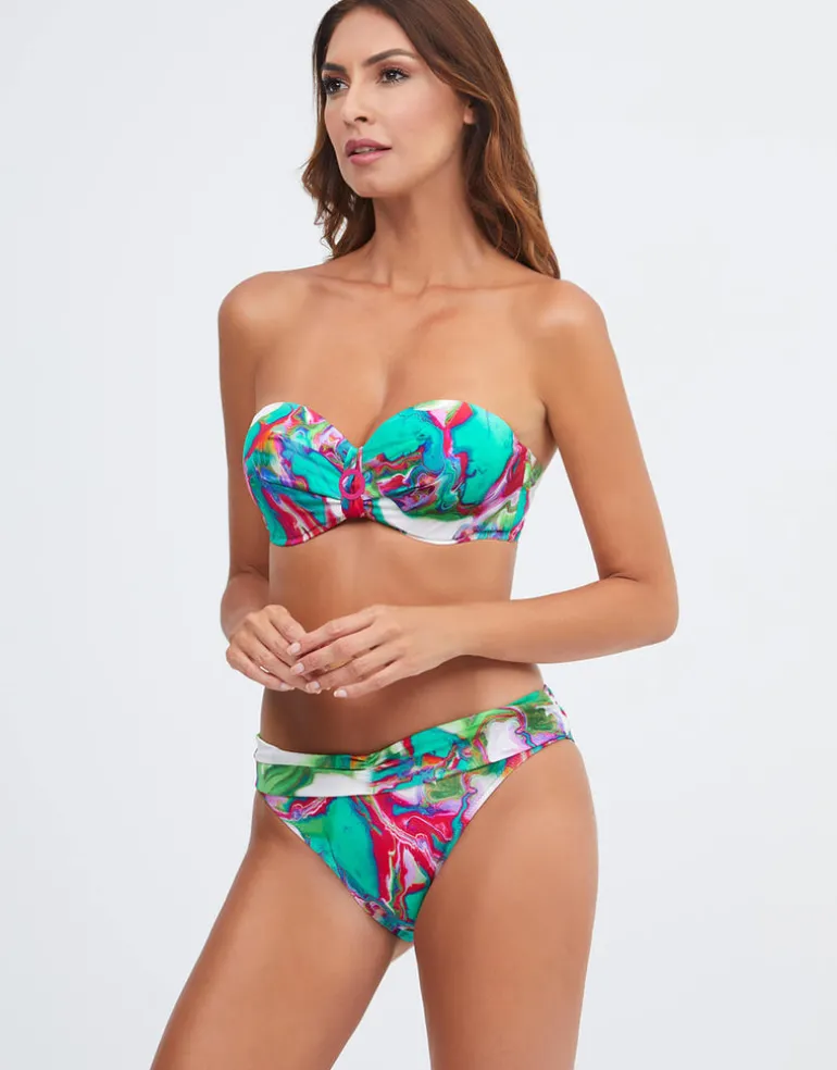 Frida Bandeau Bikini Top - Green Marble