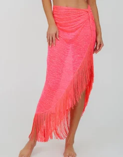 Fringed Sarong Skirt - Hot Pink