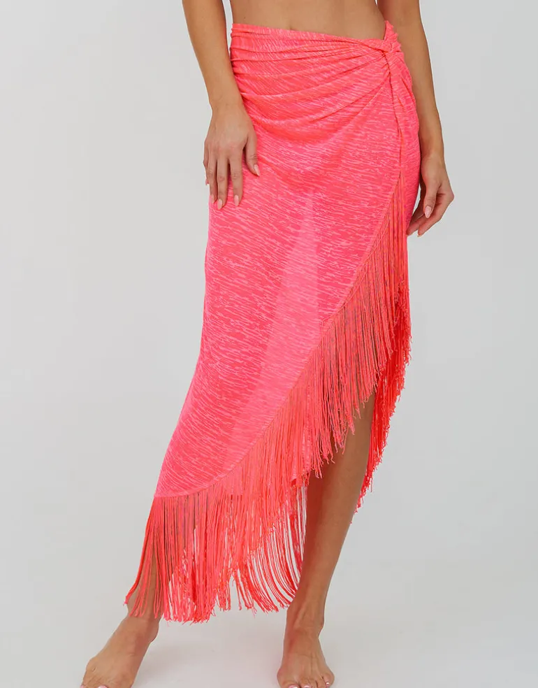 Fringed Sarong Skirt - Hot Pink