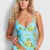 Full Bloom Wrap Front Tankini - Sky