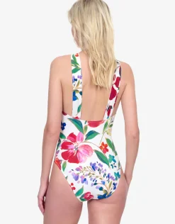 Garden Dream High Neck Swimsuit - Off White