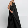Gathered Maxi Dress - Black